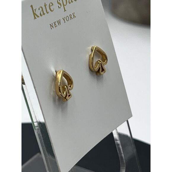 Kate Spade Gold Plated Open Spade Stud Earrings New - Picture 6 of 10